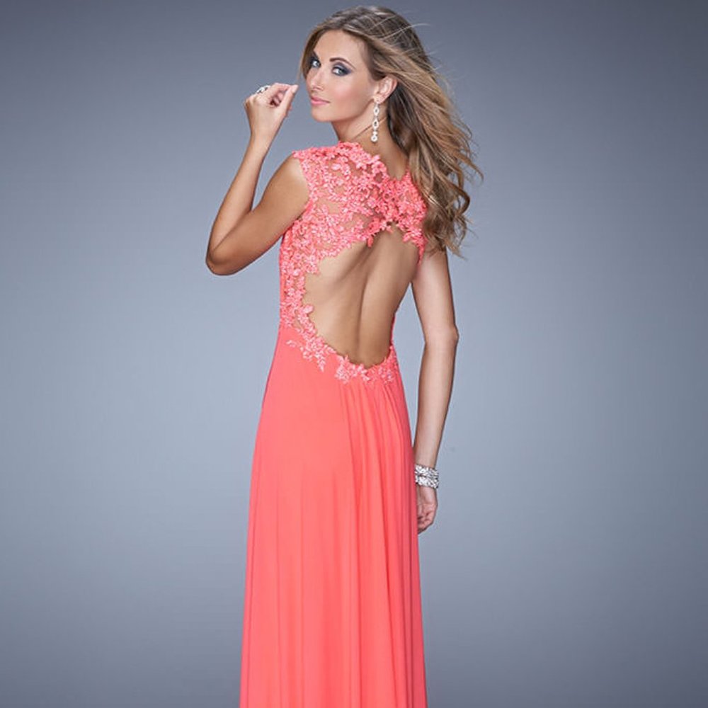 La Femme 20844 Pink Open Back Prom Dress